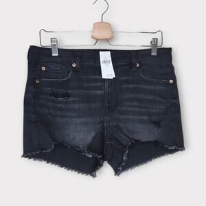 NEW American Eagle Womens Distressed Denim Cutoff Shorts Size 10 Black Y2K